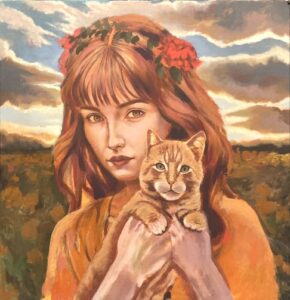 Mujer y su gato - Chrystian Yaxche